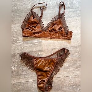Brown Lace Bralette and Panty Set